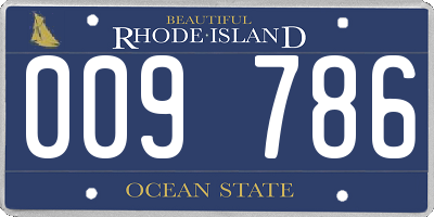 RI license plate 009786