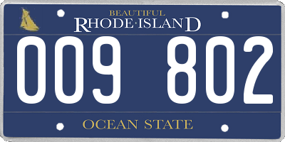 RI license plate 009802