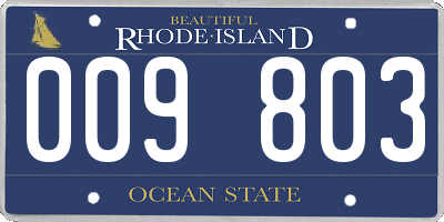 RI license plate 009803