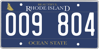 RI license plate 009804