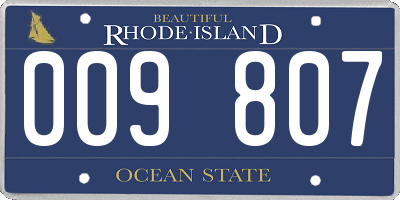 RI license plate 009807