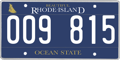 RI license plate 009815