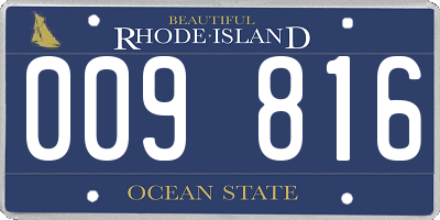 RI license plate 009816