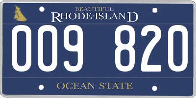 RI license plate 009820