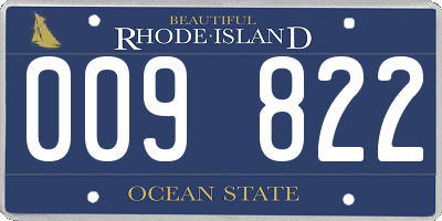 RI license plate 009822