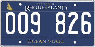 RI license plate 009826