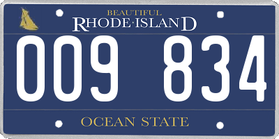 RI license plate 009834