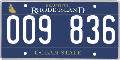 RI license plate 009836