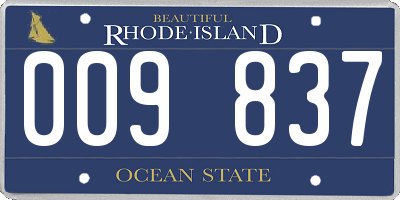 RI license plate 009837