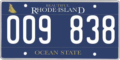 RI license plate 009838