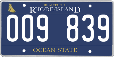 RI license plate 009839