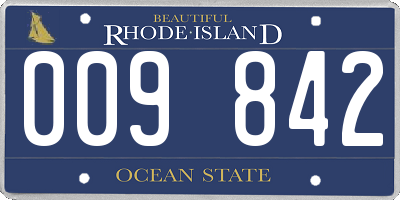 RI license plate 009842