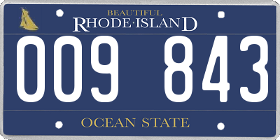 RI license plate 009843