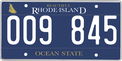 RI license plate 009845