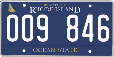 RI license plate 009846