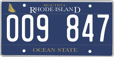 RI license plate 009847