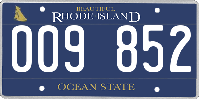 RI license plate 009852