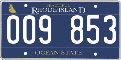 RI license plate 009853