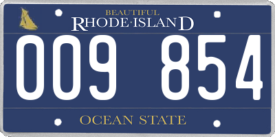 RI license plate 009854