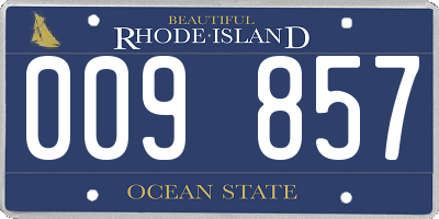 RI license plate 009857