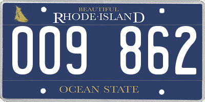 RI license plate 009862