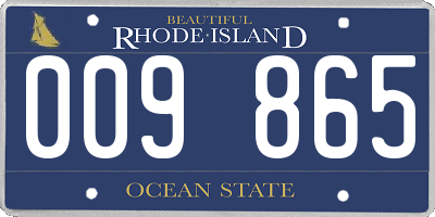 RI license plate 009865