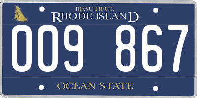 RI license plate 009867