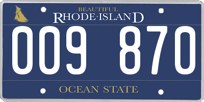 RI license plate 009870