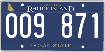 RI license plate 009871