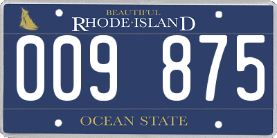 RI license plate 009875