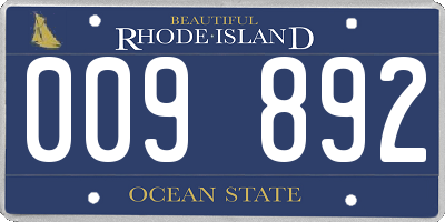 RI license plate 009892