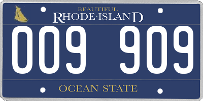 RI license plate 009909