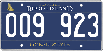 RI license plate 009923