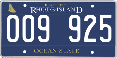 RI license plate 009925