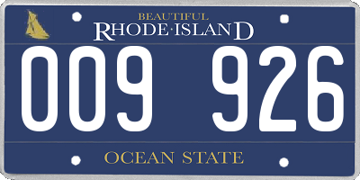 RI license plate 009926