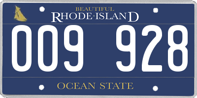 RI license plate 009928