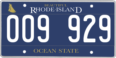 RI license plate 009929
