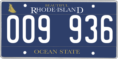 RI license plate 009936