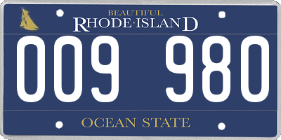RI license plate 009980
