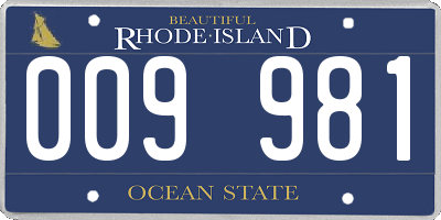 RI license plate 009981