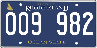 RI license plate 009982