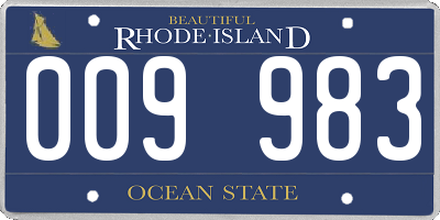 RI license plate 009983