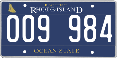 RI license plate 009984