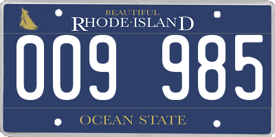 RI license plate 009985