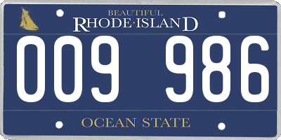 RI license plate 009986
