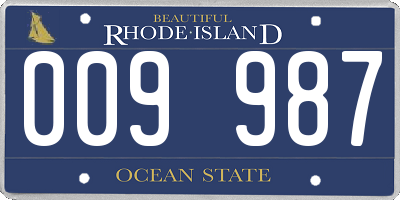 RI license plate 009987
