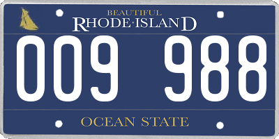 RI license plate 009988
