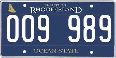 RI license plate 009989