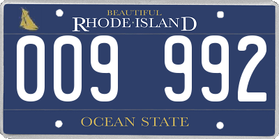 RI license plate 009992