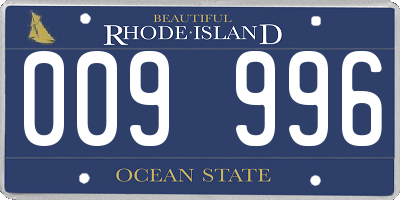 RI license plate 009996